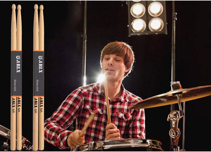 ARLX Drum Sticks 5A Wood Tip Drumstick (2 Pair Maple) - Image 5